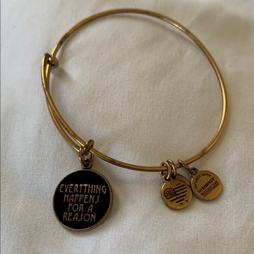Alex and Ani Gold Inspirational Charm Bracelet - EVERYTHING HAPPENS FOR A REASON